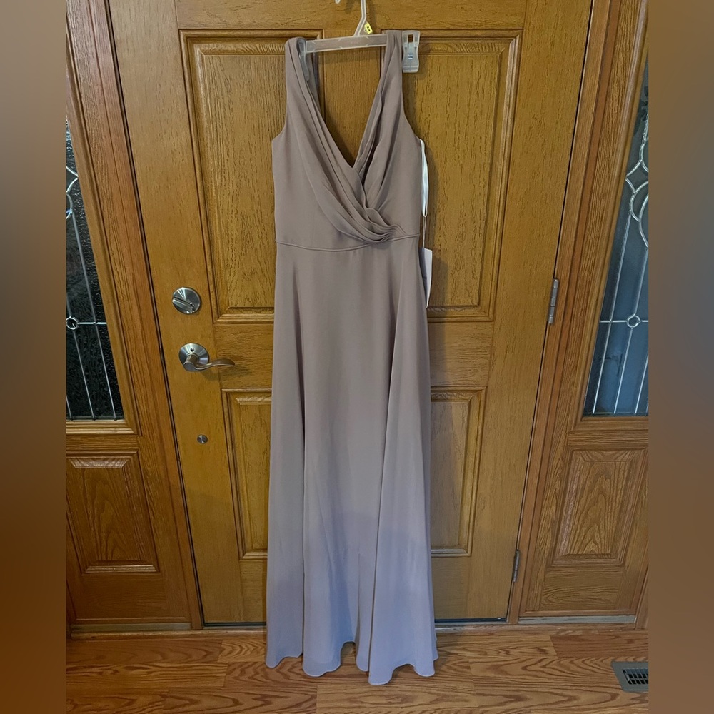 Chai colored bridesmaid dress
